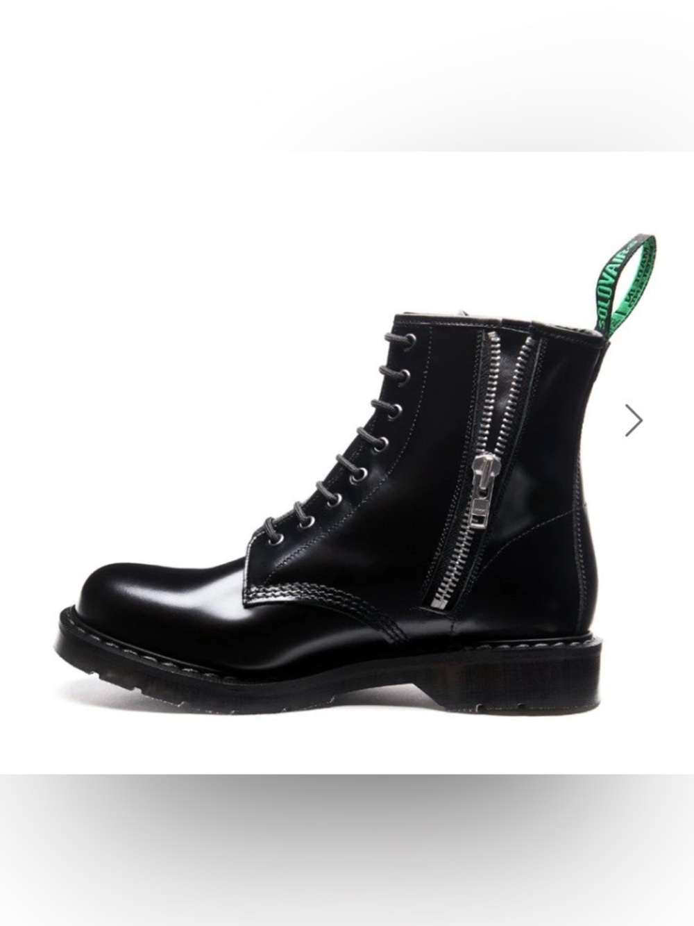 Black Hi-Shine 8 Eye Zip Derby Boot